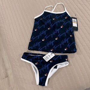 Tommy Hilfiger Black and Blue Bikini with Heart Accents